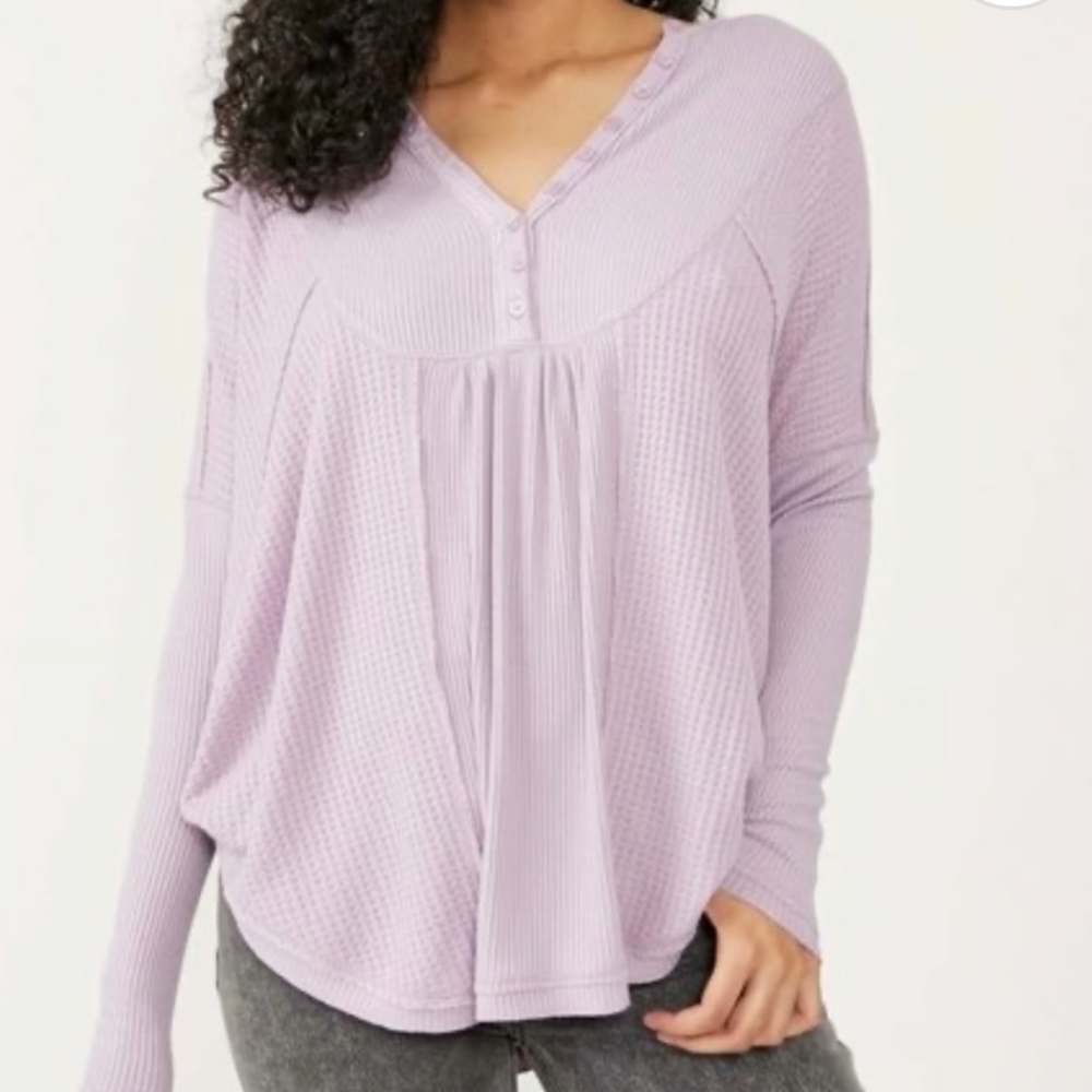 Free People Leo Waffle Knit Tunic- Lilac- Medium. NWT